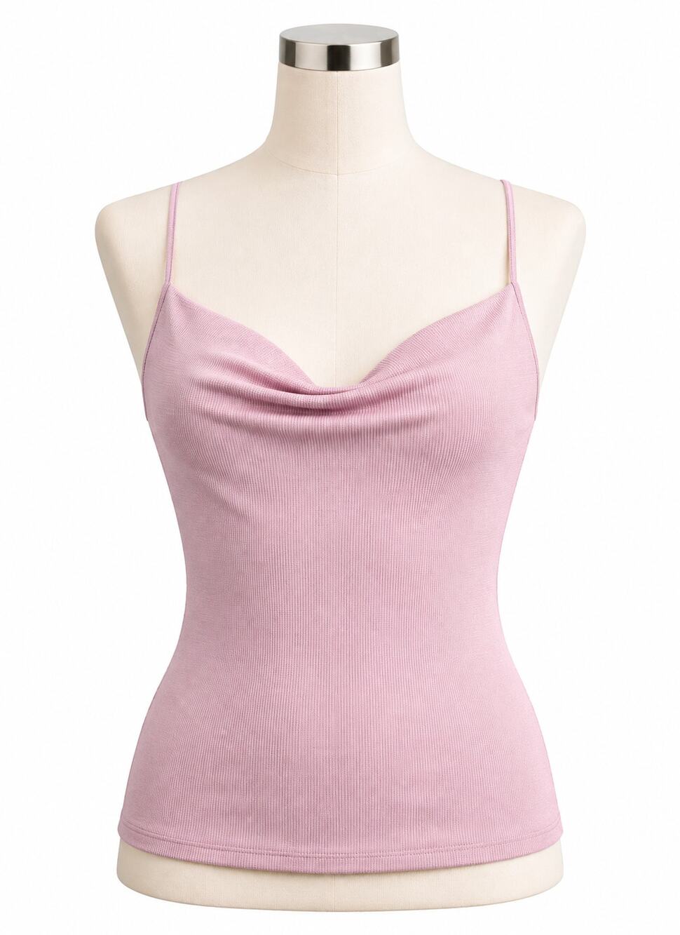 Cinq à Sept Marta Ribbed Cowl Neck Cami Pink Knit Tank - Size XL